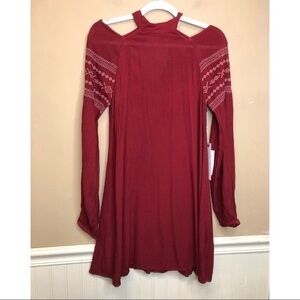 Oneill Cold Shoulder Boho Red Dress Size S NWT